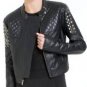 $848 New BCBG Max Azria Black Soft Stud Leather Motorcycle Coat Jacket L