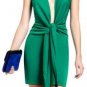 $158 New BCBG Max Azria "Lella" Ultra Green Plunged Cocktail Party Dress NWT L