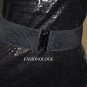 $208 New BCBG Sequin One Shoulder Belted Black Little Party Cocktail Dress S