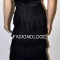 $898 New BCBG Max Azria Taffeta Lace Black Tiered Cocktail Long Dress Gown ~0~