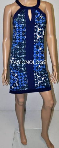 $218 New BCBG Max Azria Pacific Blue Keyhole Jersey Cocktail Party Dress XS