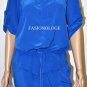 $258 New BCBG Max Azria Lark Spur Blue Drop Waist Silk Cocktail Party Dress M