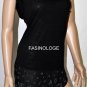 $238 New BCBG Max Azria BLack Bead Chiffon  Rayon Party Shirt Top M