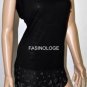 $238 New BCBG Max Azria BLack Bead Chiffon  Rayon Party Shirt Top M