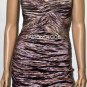 $360 New BCBG Max Azria Mauve Crinkled Satin Strapless Short Party Dress S