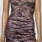 $360 New BCBG Max Azria Mauve Crinkled Satin Strapless Short Party Dress S