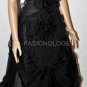 $998 New BCBG Max Azria Strapless Black Organza Long  Cocktail Dress Gown 6
