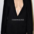 $198 New BCBG Max Azria Black One Button Woven Wool Jacket Blazer L