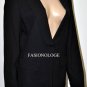 $198 New BCBG Max Azria Black One Button Woven Wool Jacket Blazer L