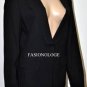 $198 New BCBG Max Azria Black One Button Woven Wool Jacket Blazer L