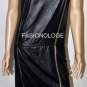 $288 New BCBG Max Azria "GRETA" Black  Lace Satin Party Dress L