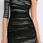 $228 New BCBG Max Azria Black One Shoulder Mesh Cocktail Party Dress XXS
