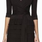 $278 New BCBG Max Azria Black Brown Wool Ruffle Tiered Sweater Dress NWT M