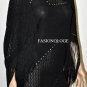 $398 New BCBG Max Azria Black Viscose Tassle Party Cocktail Top Sweater L