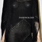 $398 New BCBG Max Azria Black Viscose Tassle Party Cocktail Top Sweater L