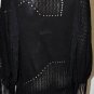 $398 New BCBG Max Azria Black Viscose Tassle Party Cocktail Top Sweater L