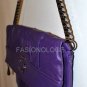 $278 New BCBG Max Azria Dark Violet Leather Fold Hand/Should Bag OS
