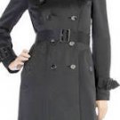 $298 New BCBG Max Azria Black Belted Woven Trench Coat Jacket S