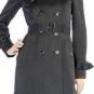 $298 New BCBG Max Azria Black Belted Woven Trench Coat Jacket S
