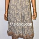 $978 New BCBG Max Azria Collection Embroidered Lace Mesh Mocha Cocktail Dress L