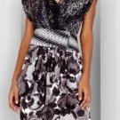 $398 New BCBG Max Azria Light Dove 100% Silk Draped Wrap Party Dress 10