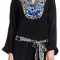 $288 New BCBG Max Azria Black Combo 100% Silk Romper Belted Jumpsuit L