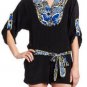 $288 New BCBG Max Azria Black Combo 100% Silk Romper Belted Jumpsuit L
