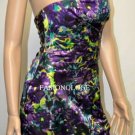 $258 New BCBG Max Azria Grape Floral Print Strapless Cocktail Party Dress 2