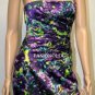 $258 New BCBG Max Azria Grape Floral Print Strapless Cocktail Party Dress 2