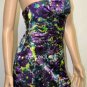 $258 New BCBG Max Azria Grape Floral Print Strapless Cocktail Party Dress 2