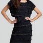 $348 New BCBG Max Azria "Leah" Black Stud Tiered Cocktail Party Dress NWT S