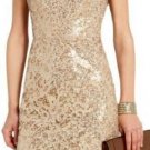 $348 New BCBG Max Azria "Kaya" Gold Combo Sequin Cocktail Party Dress NWT 6