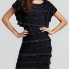 $348 New BCBG Max Azria "Leah" Black Stud Tiered Cocktail Party Dress NWT M