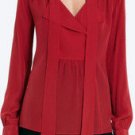 $248 New BCBG Max Azria "Cleona" New Red 100% Silk Cocktail Party Top XS