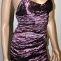 $398 New BCBG Max Azria Raspberry Metallic Crinkled Beaded Cocktail Dress ~0~