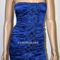 $398 New BCBG Max Azria Sapphire Blue Strapless Crinkled Cocktail Dress ~0~