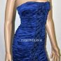$398 New BCBG Max Azria Sapphire Blue Strapless Crinkled Cocktail Dress ~0~