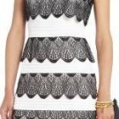 $268 New BCBG Max Azria "Lorenna" Black White Lace Tiered Cocktail Dress NWT 8