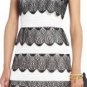 $268 New BCBG Max Azria "Lorenna" Black White Lace Tiered Cocktail Dress NWT 8