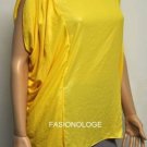 $198 New BCBG Max Azria Glow Yellow Satin  Draped Cocktail Top Shirt M