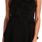 $298 New BCBG Max Azria "Lyric" Black Lace Ruffle Silk Cocktail Party Top XXS