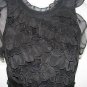 $298 New BCBG Max Azria "Lyric" Black Lace Ruffle Silk Cocktail Party Top XXS