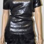 $238 New BCBG Max Azria Black 100% Silk Sequin Party Top M