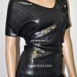 $238 New BCBG Max Azria Black 100% Silk Sequin Party Top M