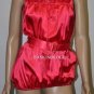 $248 New BCBG Max Azria Bright Raspberry Belted Silk Party Cocktail Top XXS