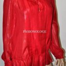 $248 New BCBG Max Azria New Red Metallic Ruffle Silk Cocktail Top L