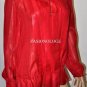 $248 New BCBG Max Azria New Red Metallic Ruffle Silk Cocktail Top L