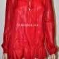 $248 New BCBG Max Azria New Red Metallic Ruffle Silk Cocktail Top L