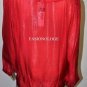 $248 New BCBG Max Azria New Red Metallic Ruffle Silk Cocktail Top L