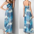 $498 New BCBG Max Azria Ink Combo Chiffon Metallic Cocktail Party Dress 0